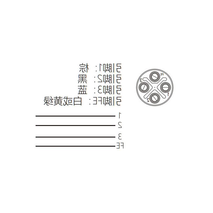 M12 4-PIN S-coded, male straight, single-end pre-cast PVC non-flexible cable, yellow sheath, 64SP23-XXX